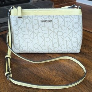 Calvin Klein Beige and Light Yellow Crossbody Bag